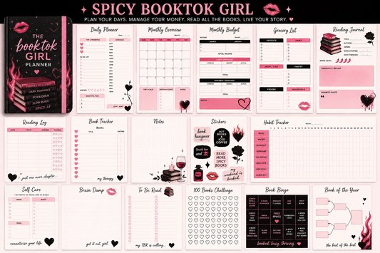 Spicy BookTok Planner | Dark Romance Reading Journal | Booktok Girl Planner | Cozy Goth Organizer | Reading Tracker